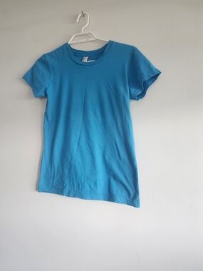 American Apparel Bright Aqua Blue Crew Neck T-Shirt Small | 100% Cotton